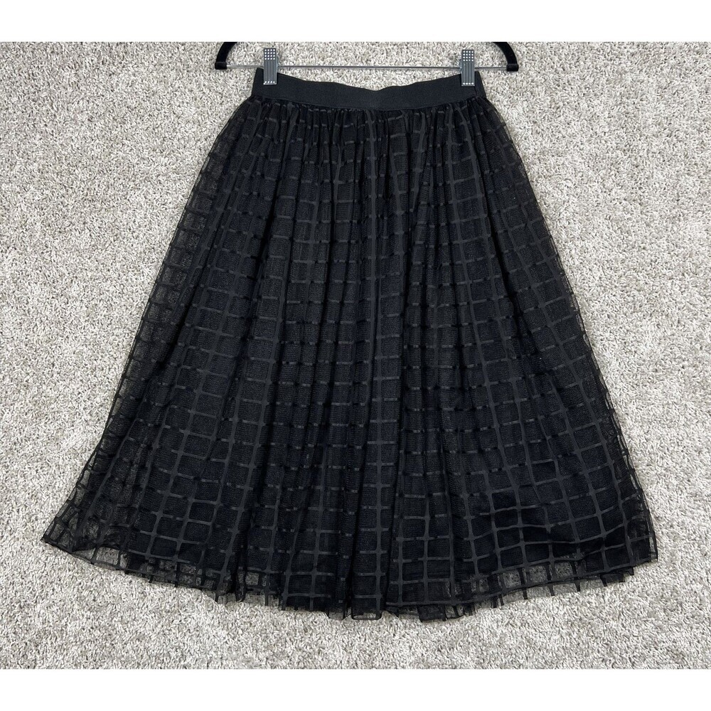 Boohoo Black Tulle Midi Skirt Womens US 4 Sheer Mesh Elastic Waist Party
